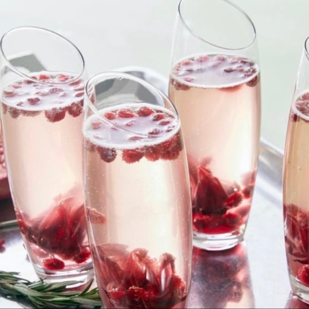 BACK IN STOCK! NIB Bomshbee Sloane Slanted Champagne Flutes (4) - Picture 7 of 13